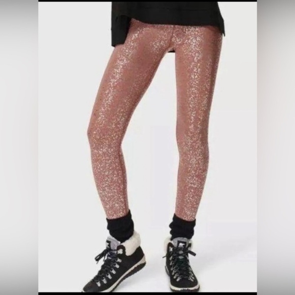 Sweaty Betty Disco Metallic Leggings Size Small - Red Terrazzo Foil Fill Length